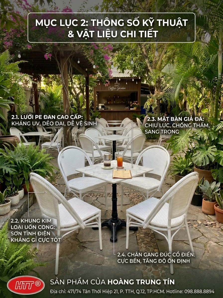 Bàn ghế cafe nhựa giả mây HTT 01