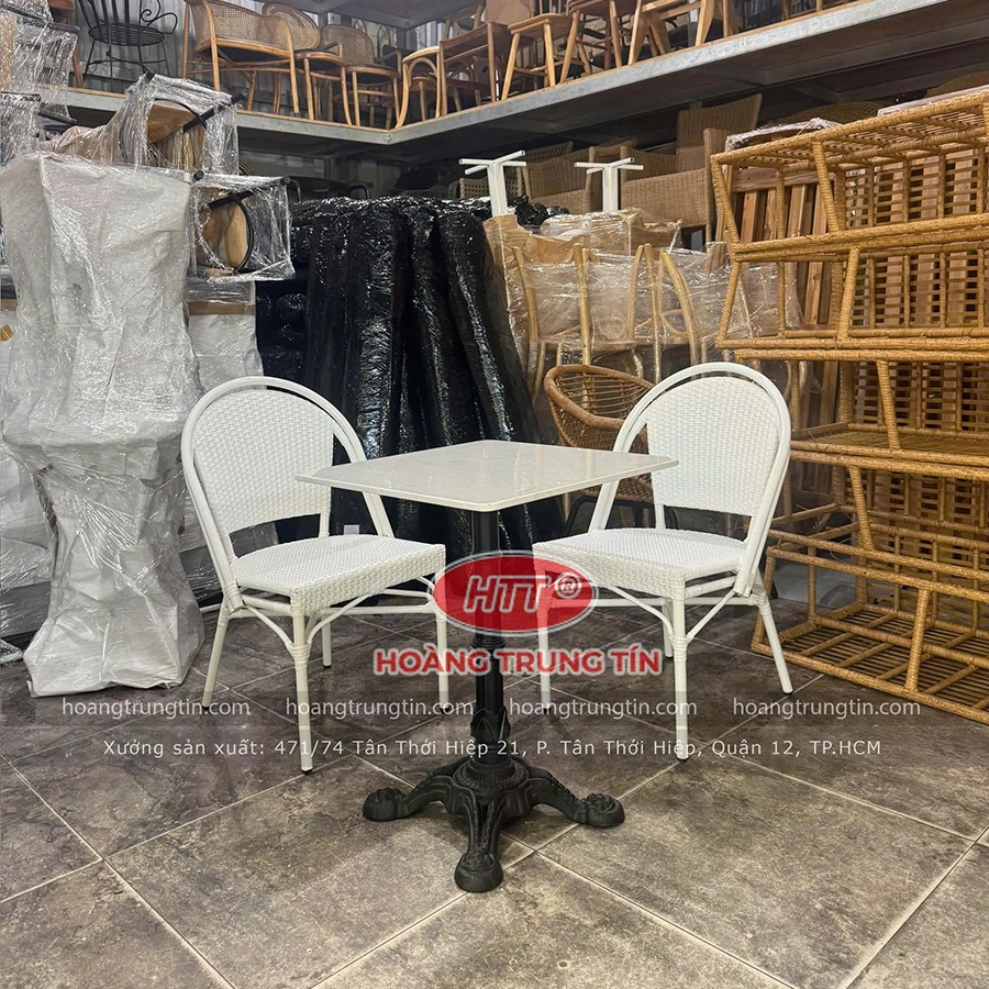 Bàn ghế cafe nhựa giả mây HTT 01