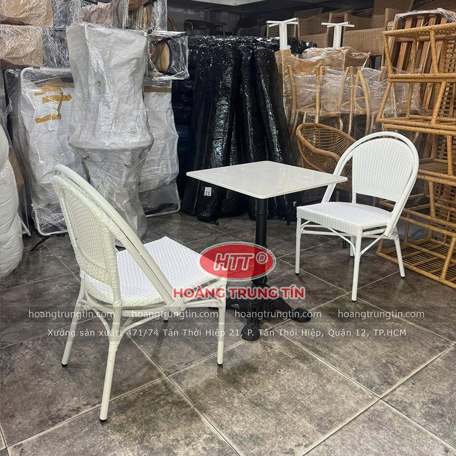 Bàn ghế cafe nhựa giả mây HTT 01