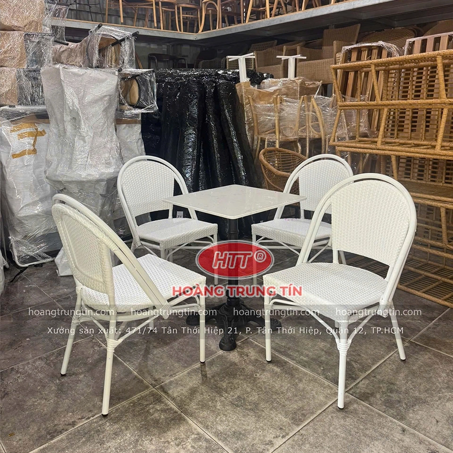Bàn ghế cafe nhựa giả mây HTT 01
