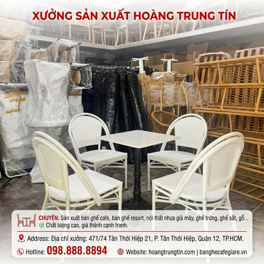 Bàn ghế cafe nhựa giả mây HTT 01