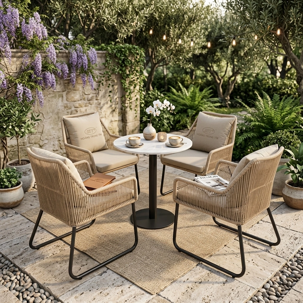Bộ Bàn Ghế Đan Nhựa Giả Mây HTT 01