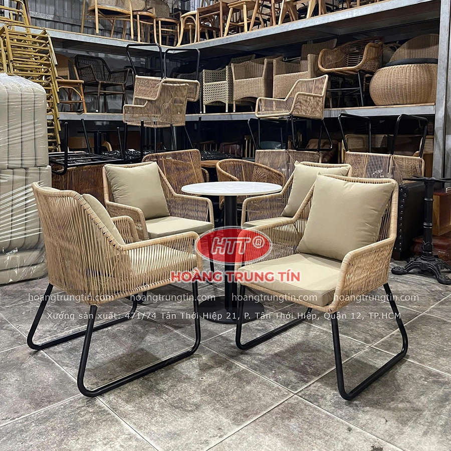Bộ Bàn Ghế Đan Nhựa Giả Mây HTT 01