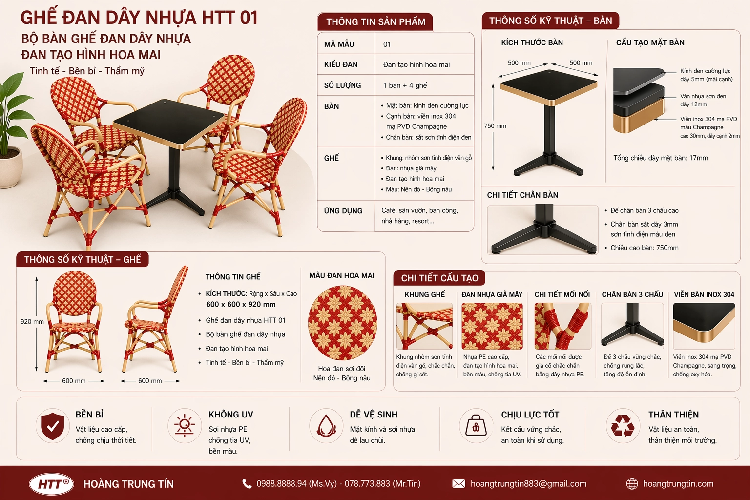 Ghế đan dây nhựa HTT 01