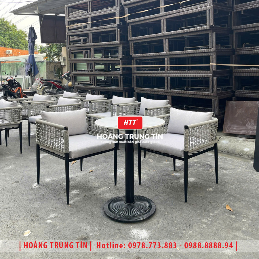 Ghế cafe khung sắt đan dây dù HTT03