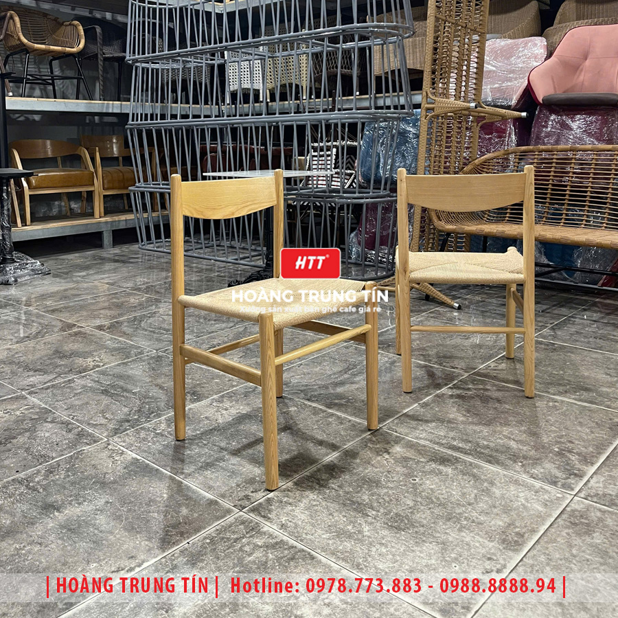 Ghế cafe khung gỗ đan dây cói HTT01