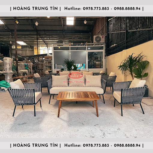 Sofa sắt nệm đan dây dù cao cấp HTT003