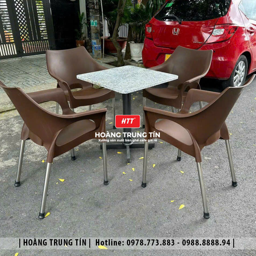 Ghế cafe nhựa đúc chân inox HTT05