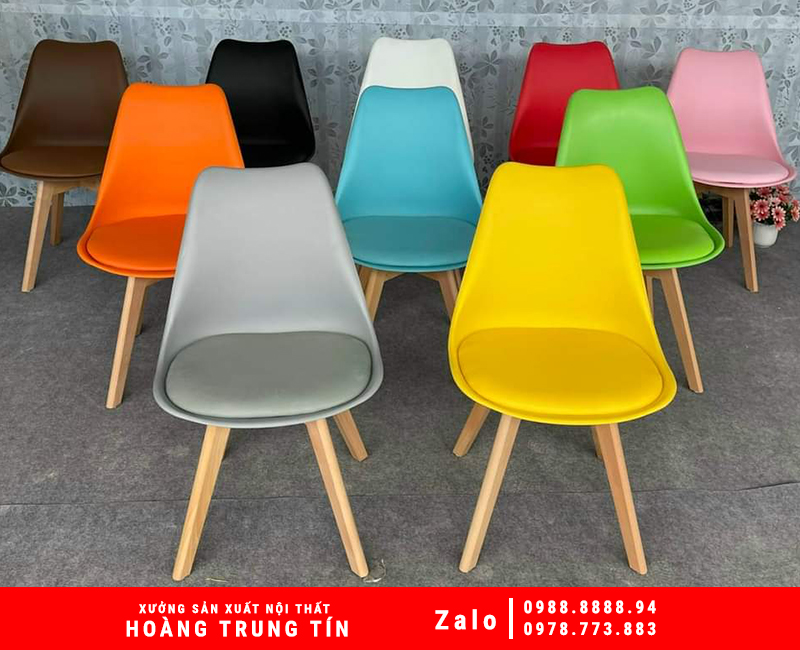 Ghế Nhựa Đúc Chân Gỗ Nhập Khẩu HTT010