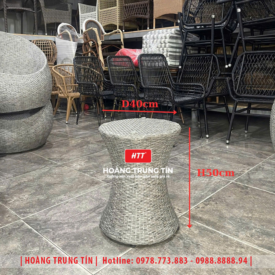 Bàn ghế trứng đan nhựa giả mây HTT13