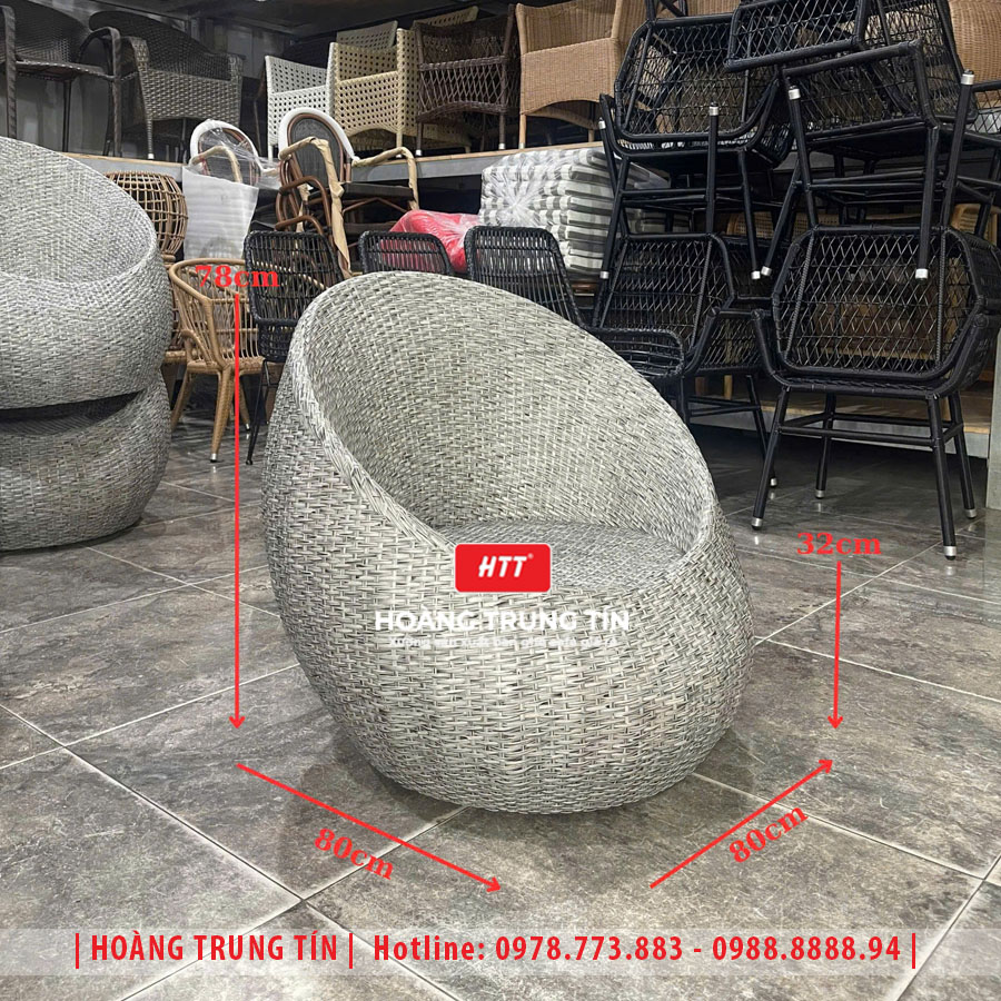 Bàn ghế trứng đan nhựa giả mây HTT13