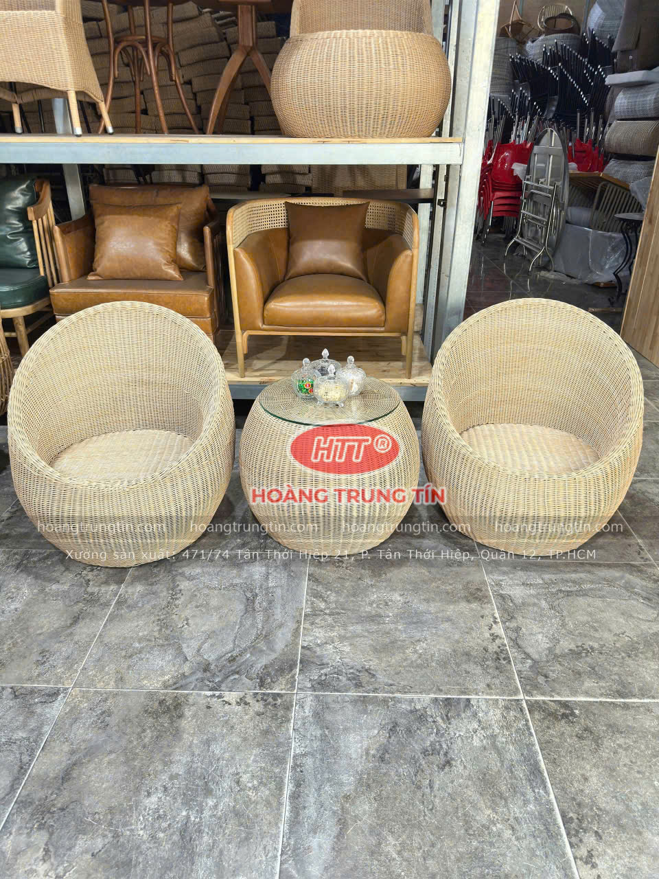 Bàn Ghế Trứng Đan Nhựa Giả Mây Màu Mây Thật