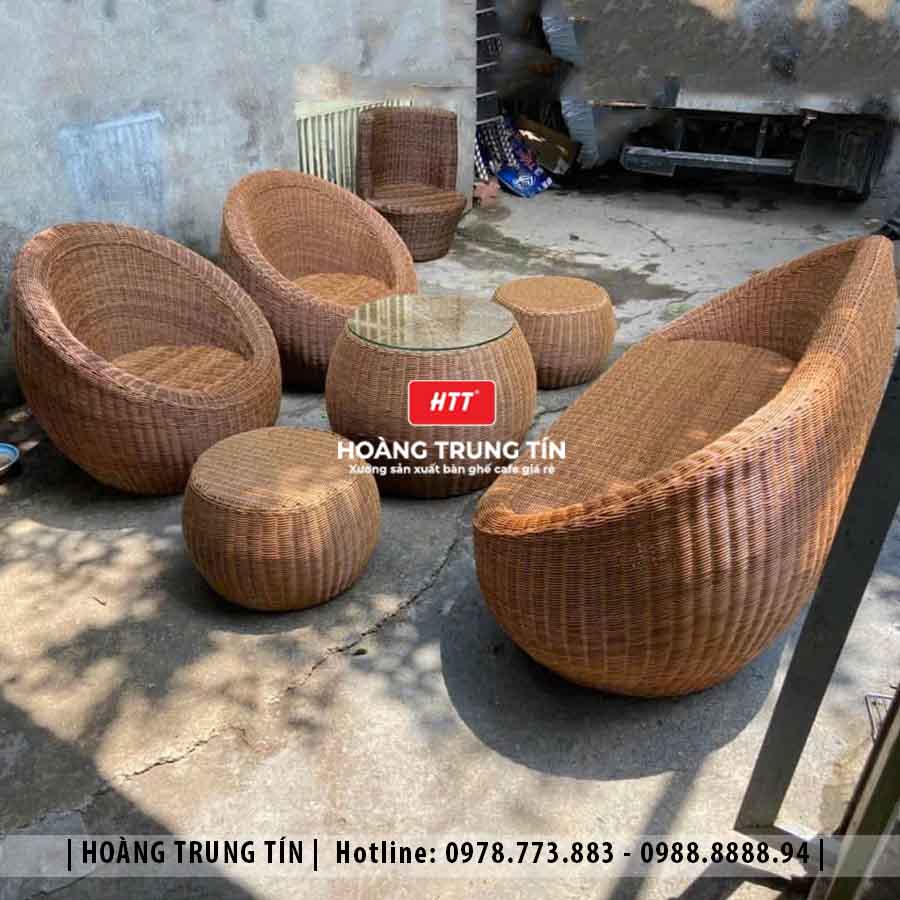 Sofa trứng đan nhựa giả mây HTT20