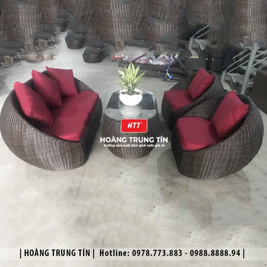 Sofa trứng đan nhựa giả mây HTT05