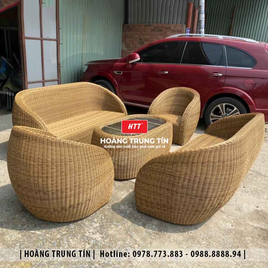 Sofa trứng đan nhựa giả mây HTT36