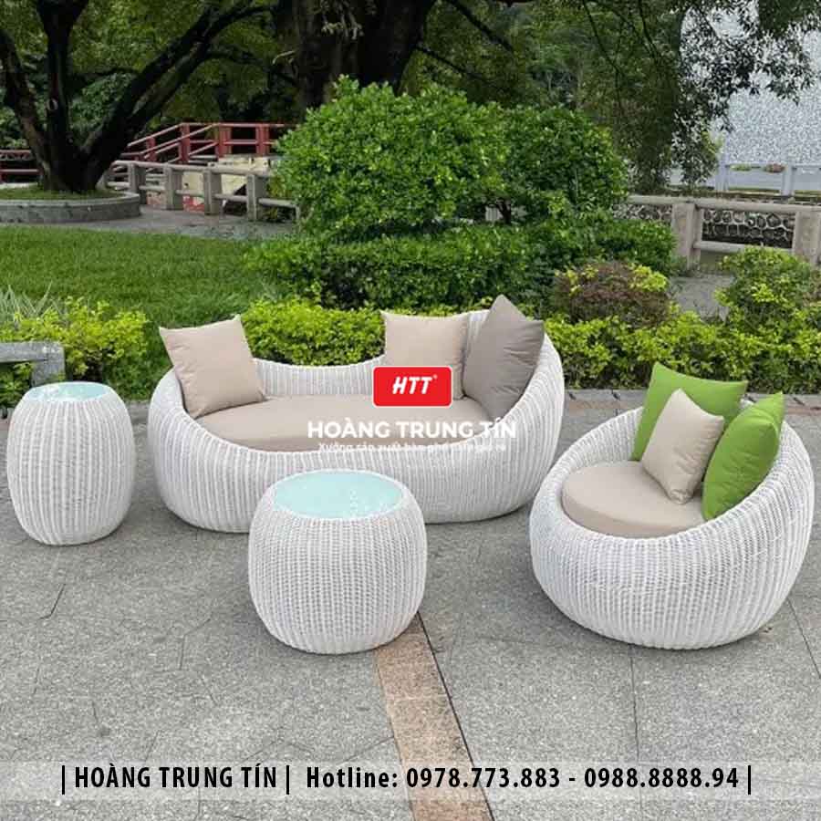 Sofa trứng đan nhựa giả mây HTT04
