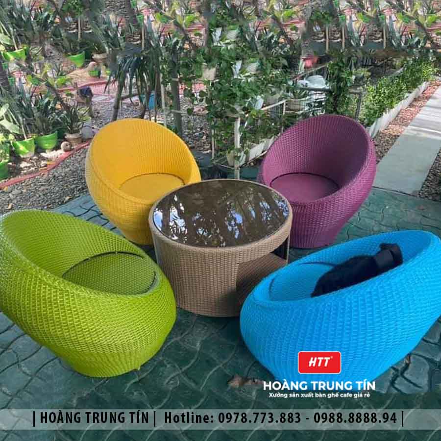 Sofa trứng đan nhựa giả mây HTT02