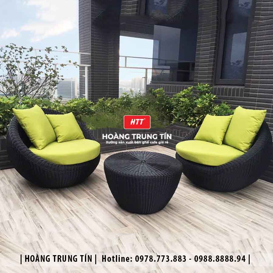 Sofa trứng đan nhựa giả mây HTT09