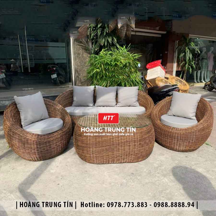 Sofa trứng đan nhựa giả mây HTT35