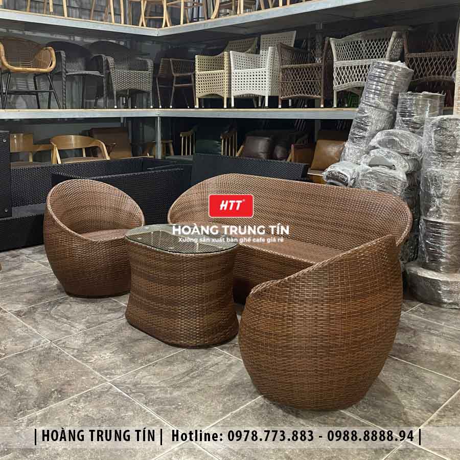 Sofa trứng đan nhựa giả mây HTT18