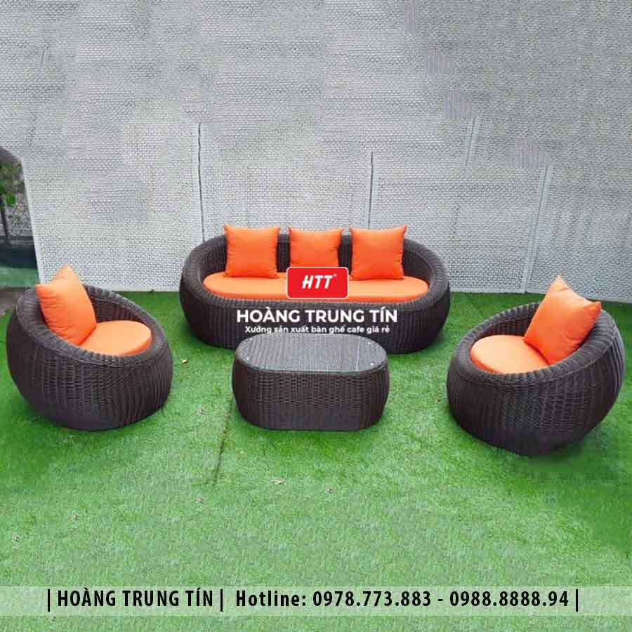 Sofa trứng đan nhựa giả mây HTT21