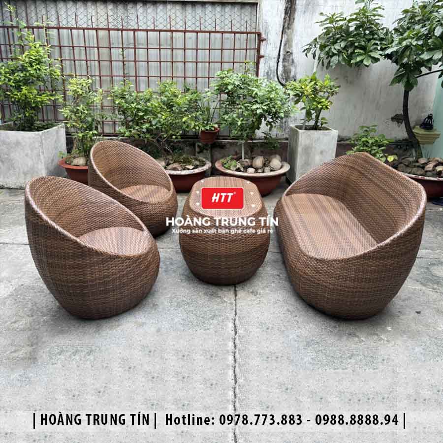 Sofa trứng đan nhựa giả mây HTT07