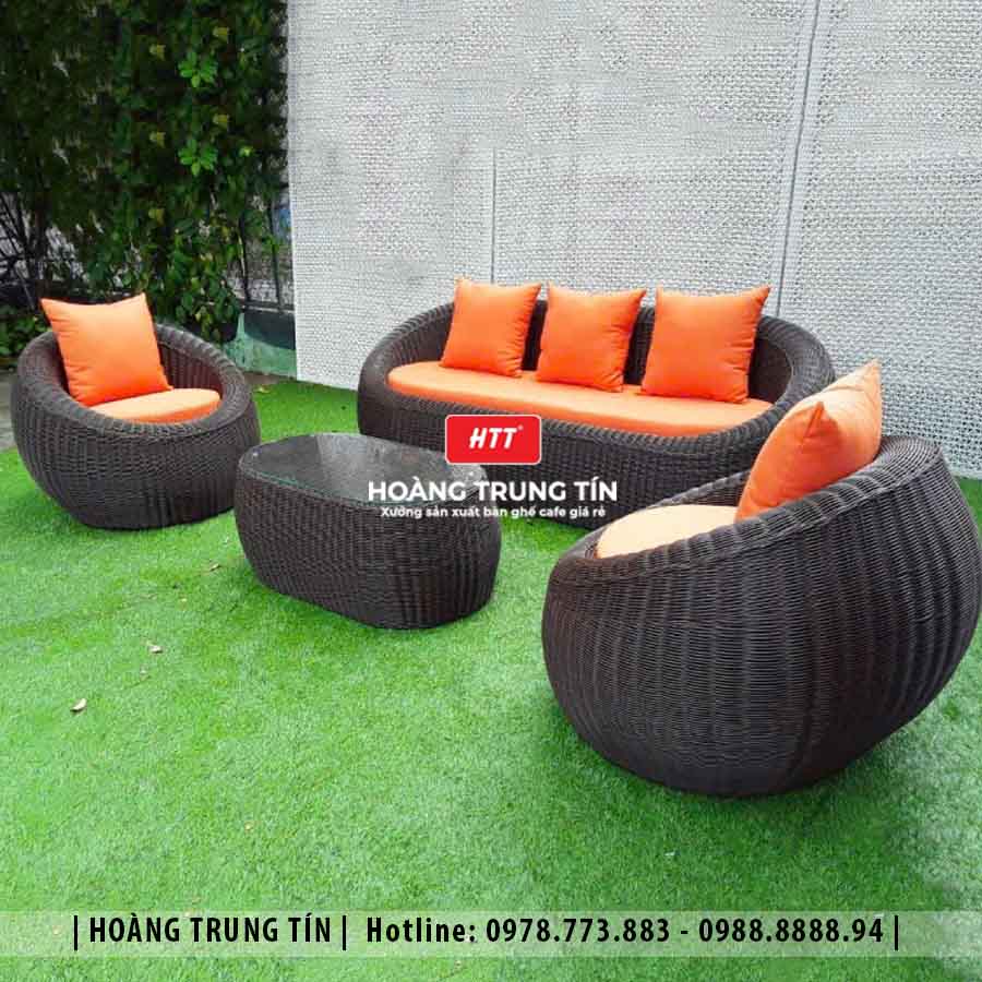 Sofa trứng đan nhựa giả mây HTT21