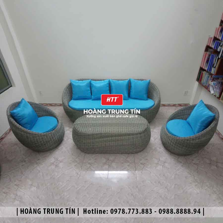 Sofa trứng đan nhựa giả mây HTT28