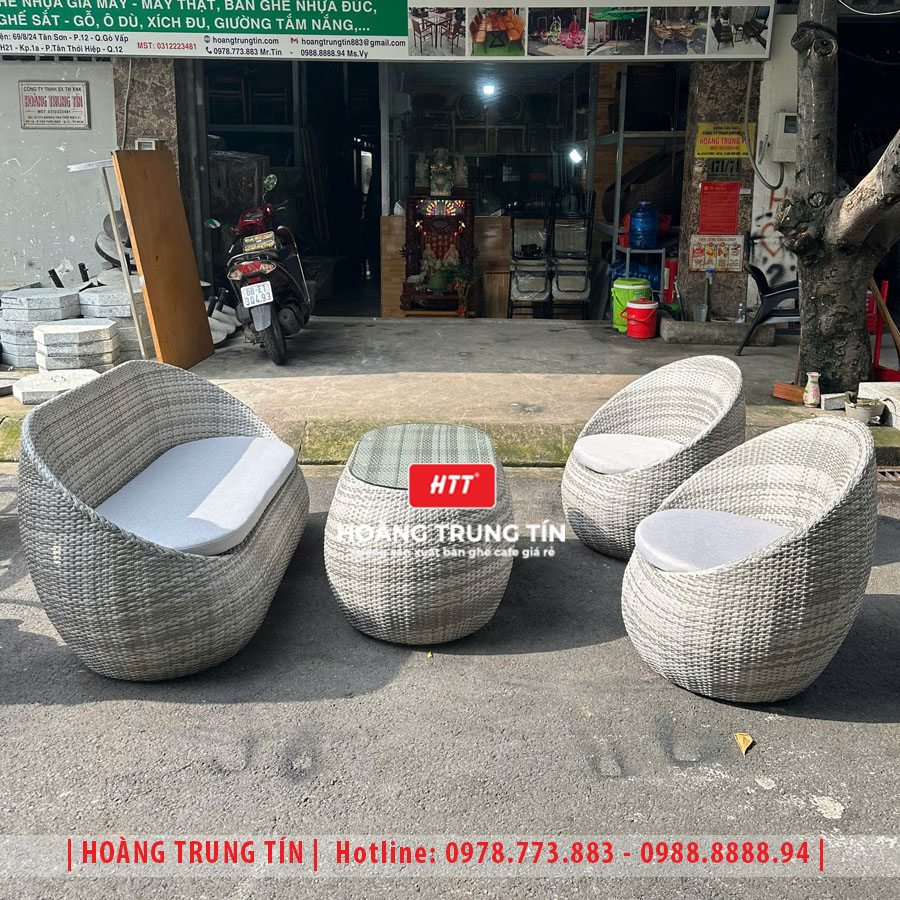 Sofa trứng đan nhựa giả mây HTT29