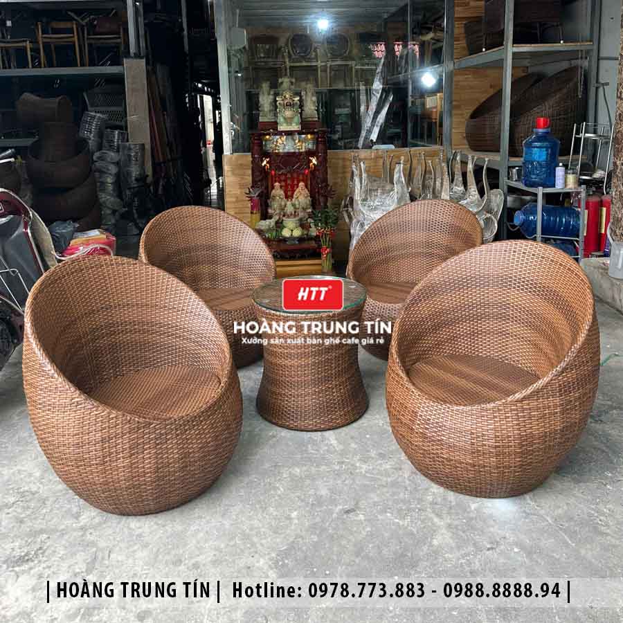Sofa trứng đan nhựa giả mây HTT31