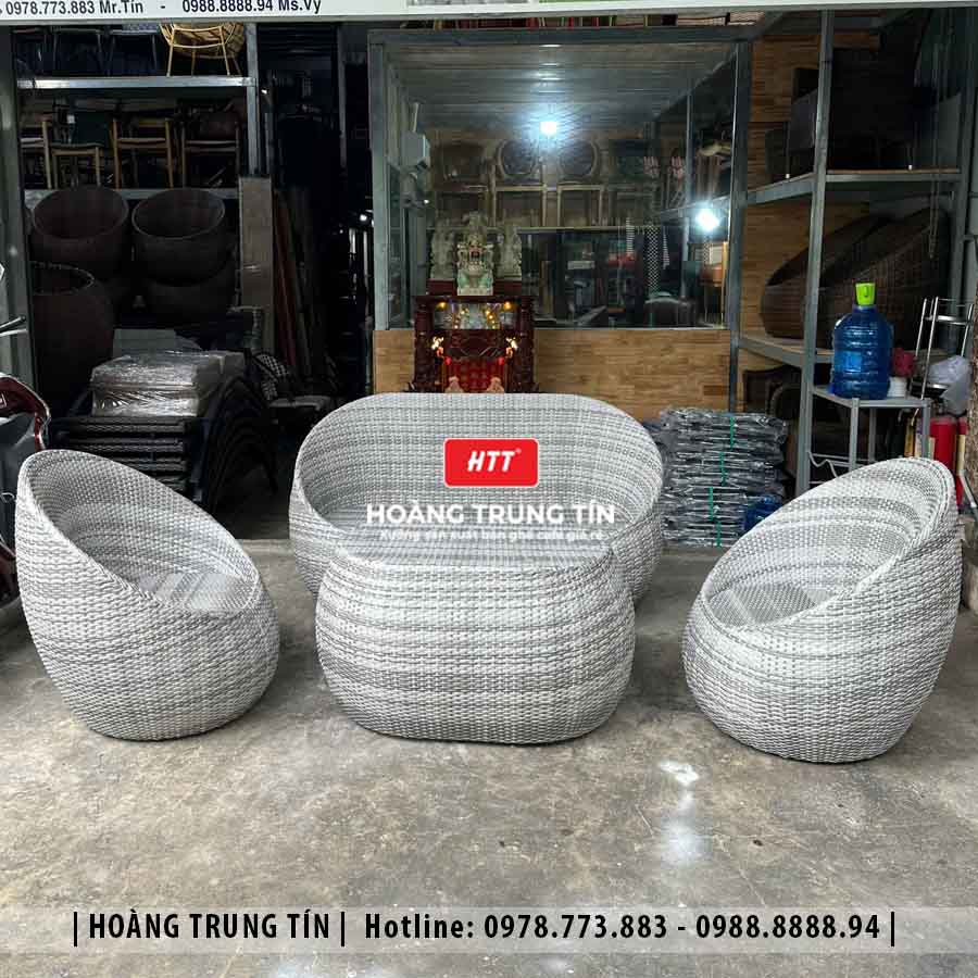 Sofa trứng đan nhựa giả mây HTT29