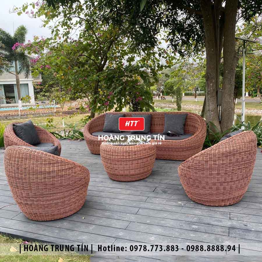 Sofa trứng đan nhựa giả mây HTT37