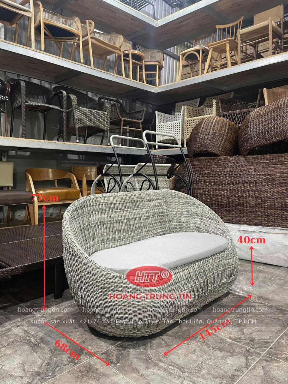 Bàn Ghế Trứng Đan Nhựa Giả Mây Màu Trắng Xám