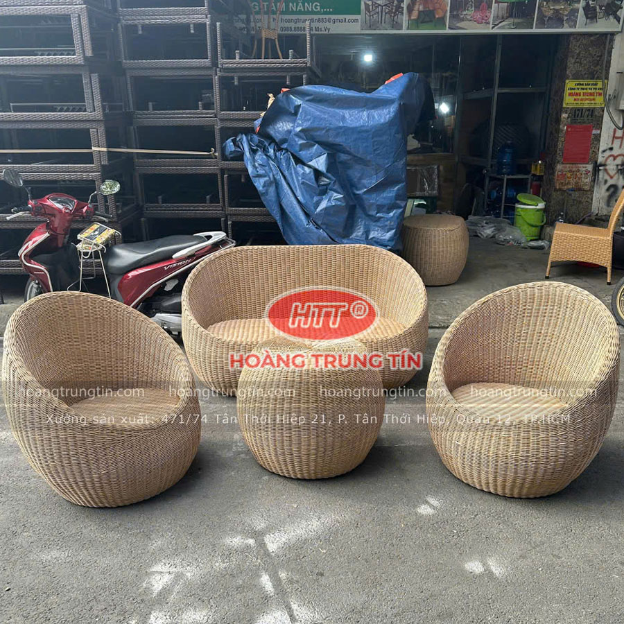 Bàn Ghế Trứng Đan Nhựa Giả Mây Màu Mây Thật