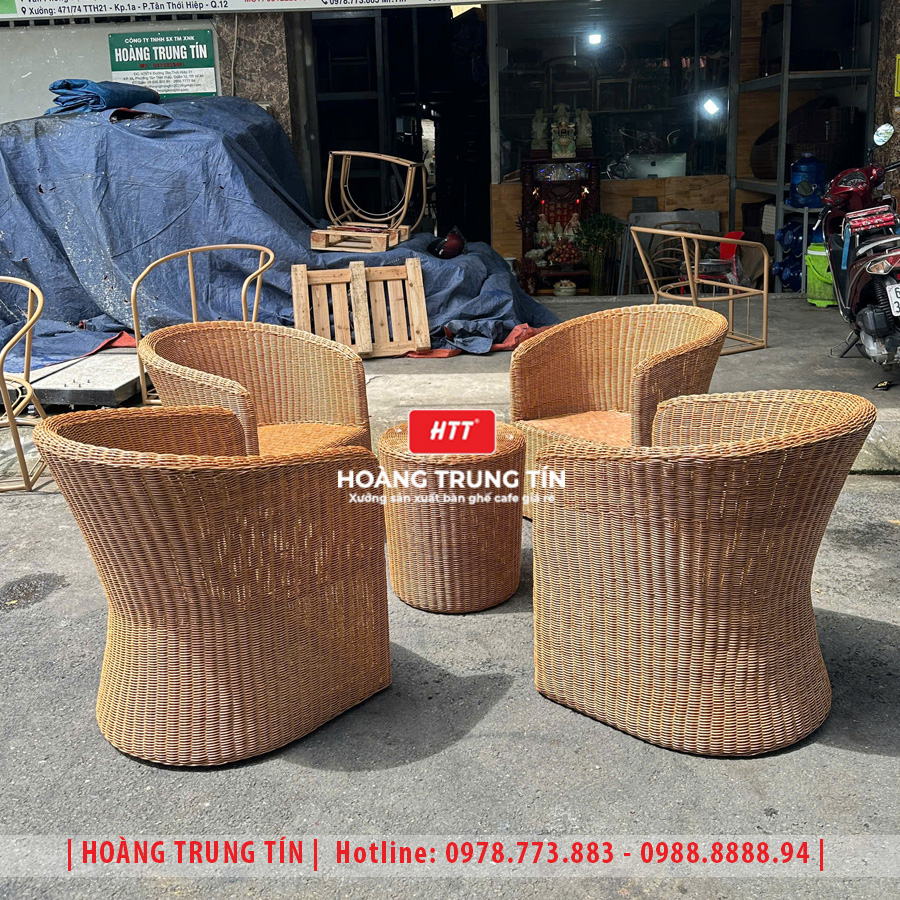 Bàn Ghế Nhựa Giả Mây HTT 02