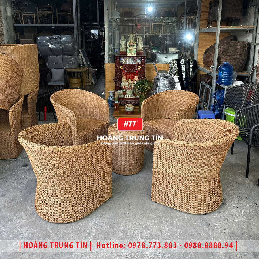 Bàn Ghế Nhựa Giả Mây HTT 02