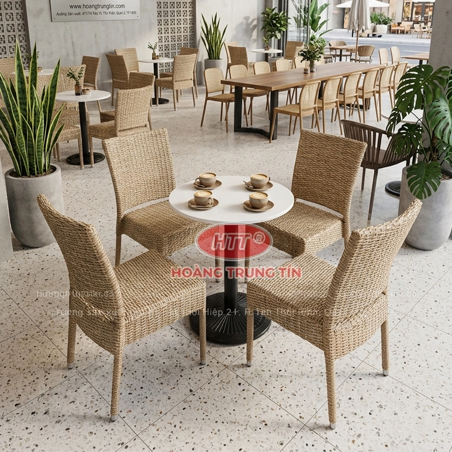 Bàn ghế đan nhựa giả mây HTT 03