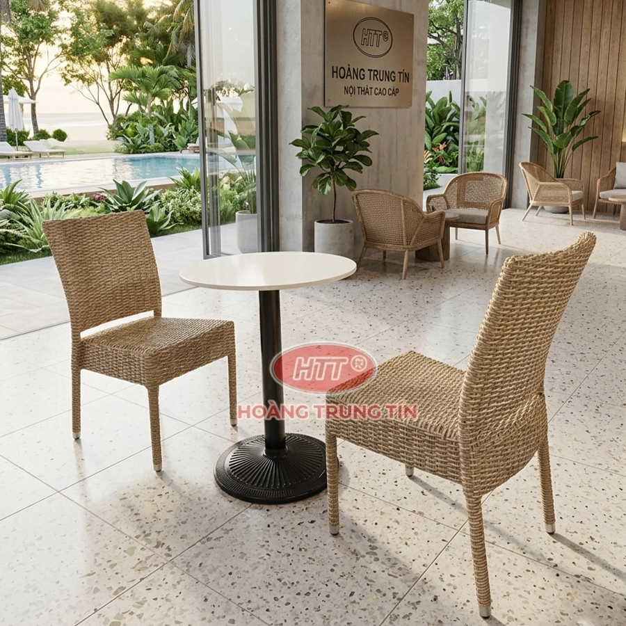 Bàn ghế đan nhựa giả mây HTT 03