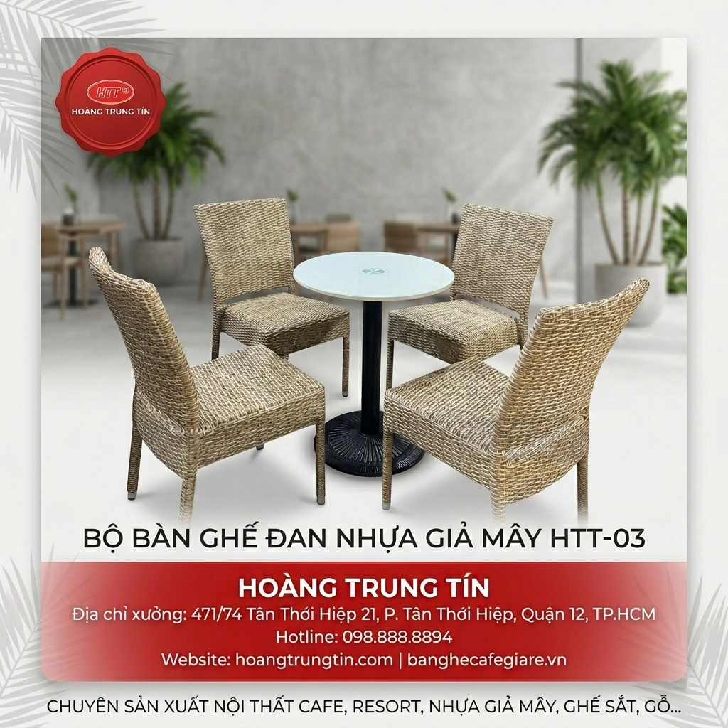 Bàn ghế đan nhựa giả mây HTT 03