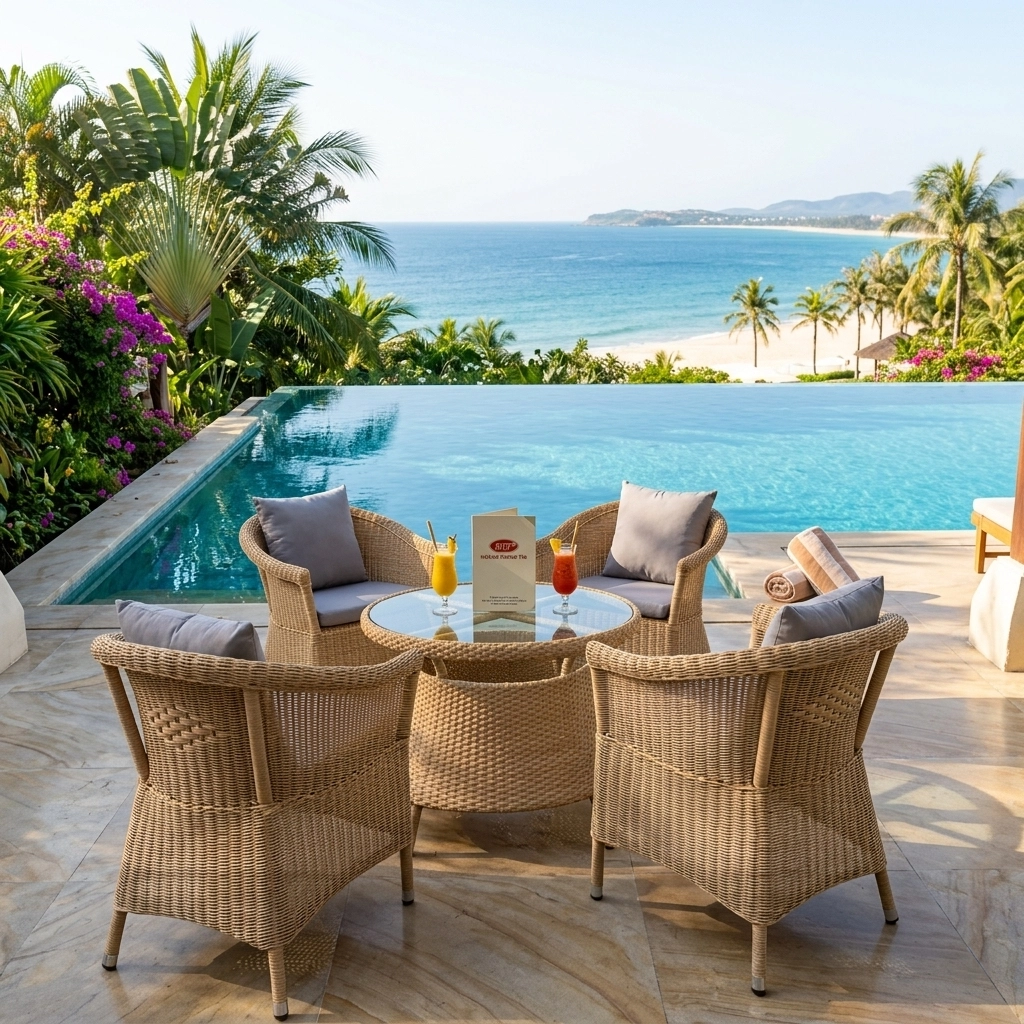 Bàn Ghế Nhựa Giả Mây Cao Cấp HTT 01