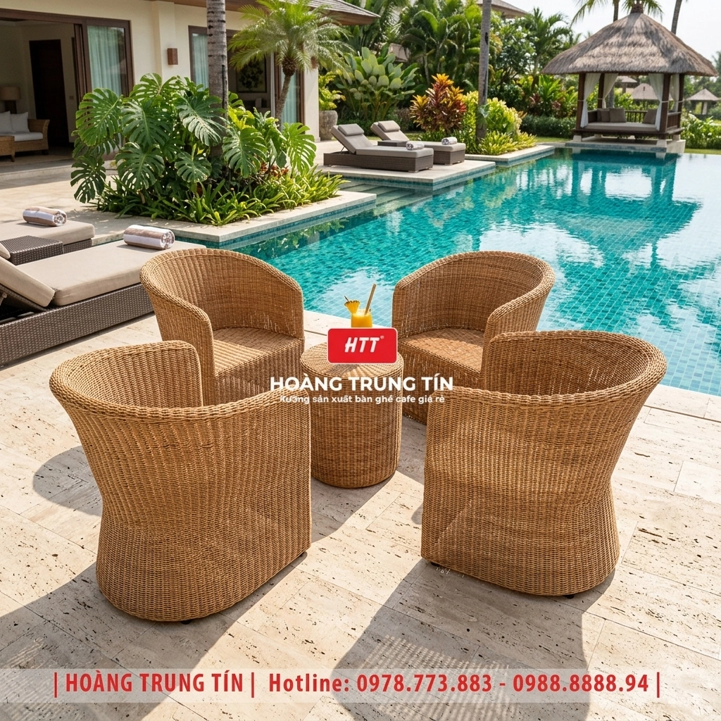 Bàn Ghế Nhựa Giả Mây HTT 02