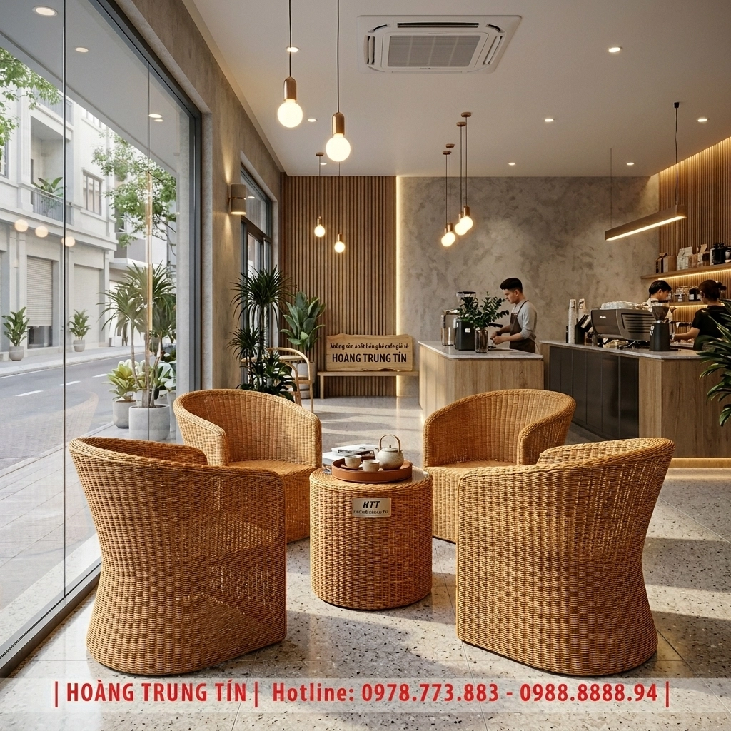 Bàn Ghế Nhựa Giả Mây HTT 02