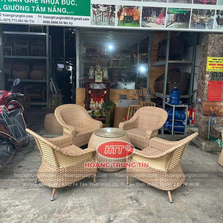 Bộ Bàn Ghế Nhựa Giả Mây HTT 01