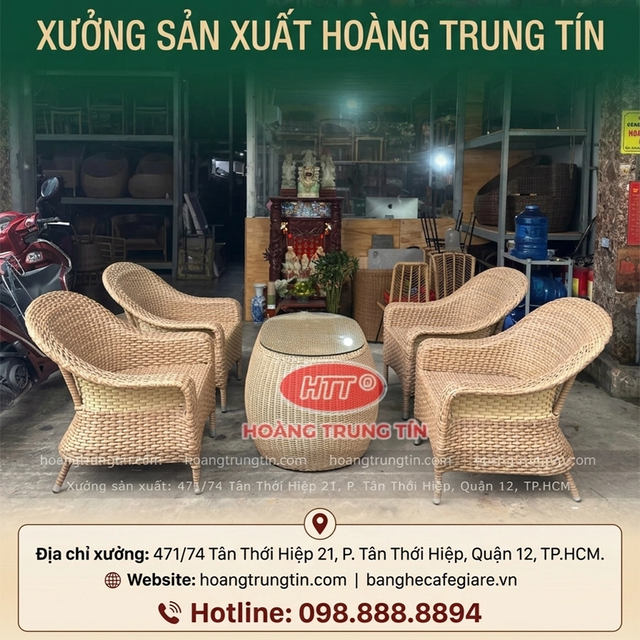 Bộ Bàn Ghế Nhựa Giả Mây HTT 01