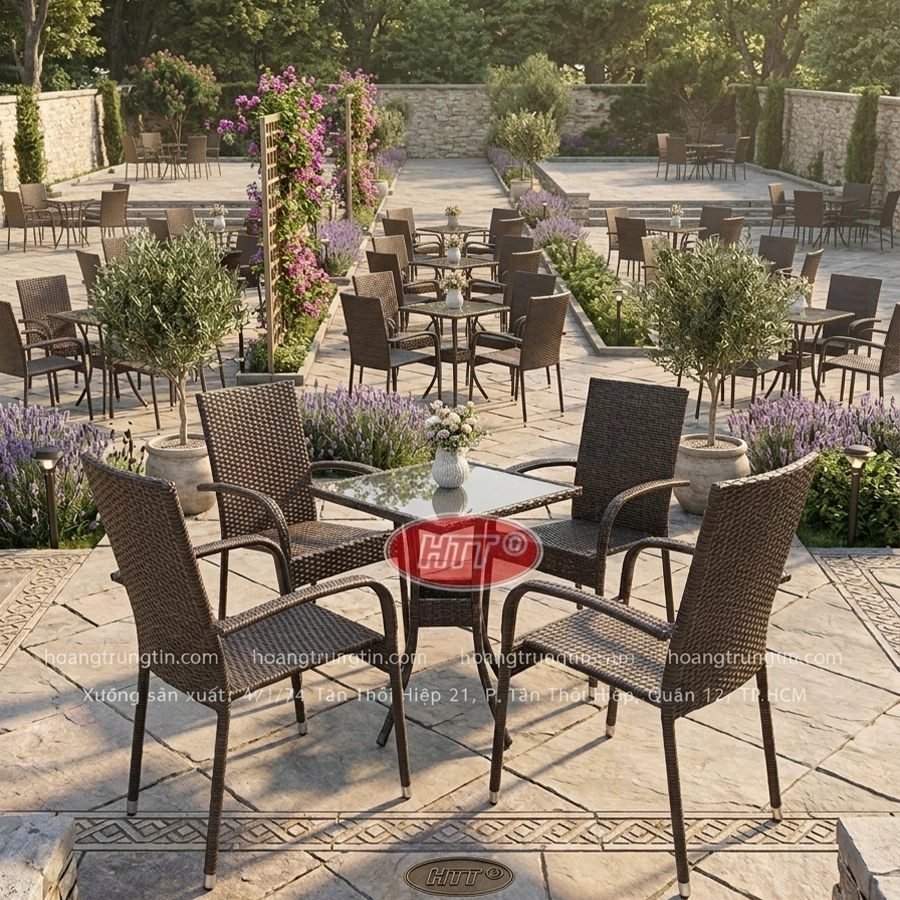 Bàn Ghế Nhựa Giả Mây HTT 03