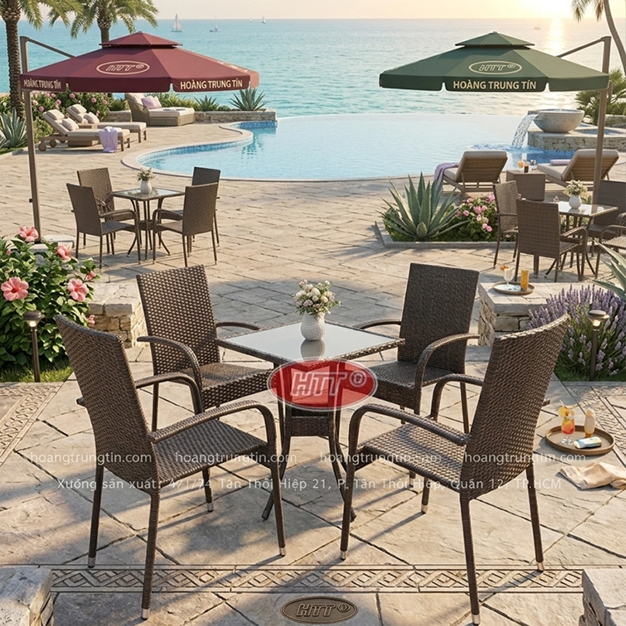 Bàn Ghế Nhựa Giả Mây HTT 03