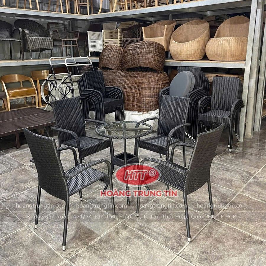 Bàn Ghế Nhựa Giả Mây HTT 03