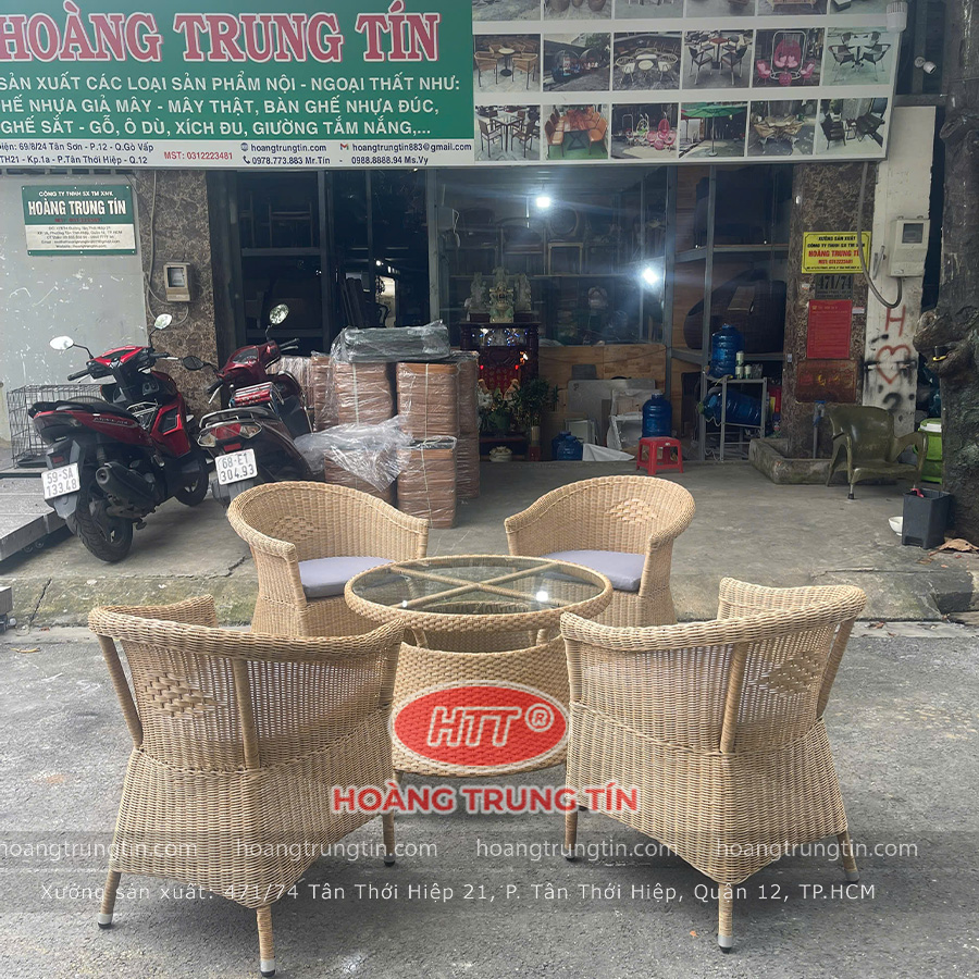 Bàn Ghế Nhựa Giả Mây Cao Cấp HTT 01