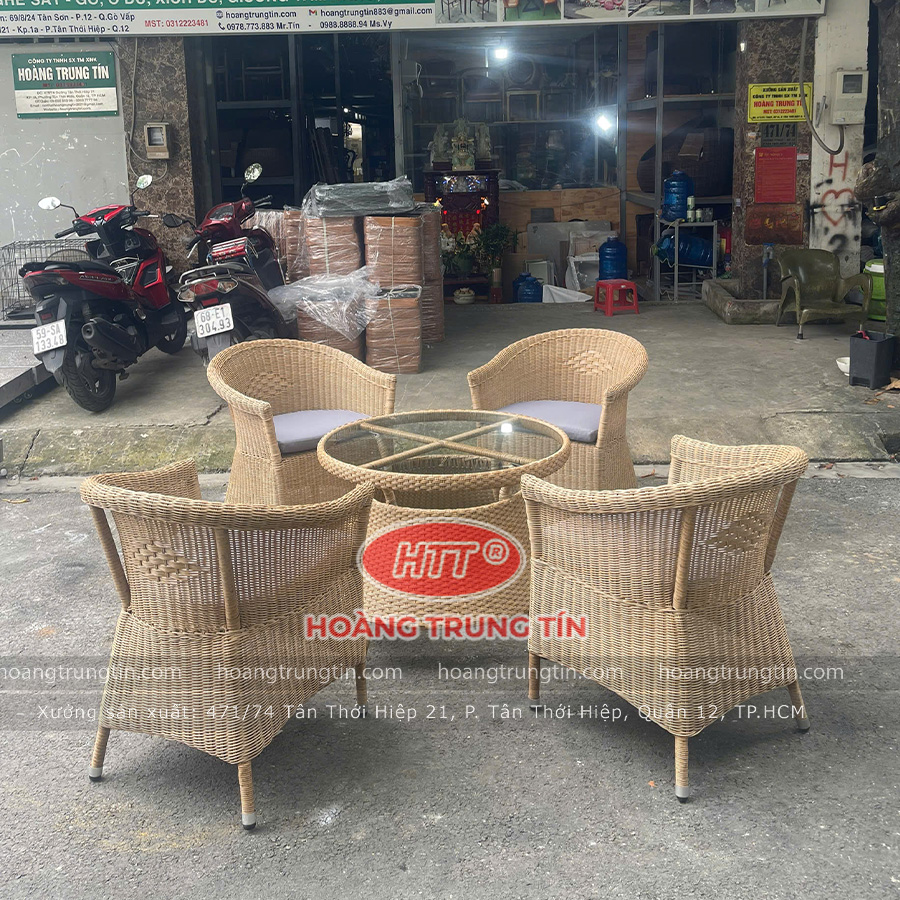 Bàn Ghế Nhựa Giả Mây Cao Cấp HTT 01