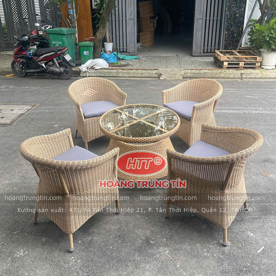 Bàn Ghế Nhựa Giả Mây Cao Cấp HTT 01